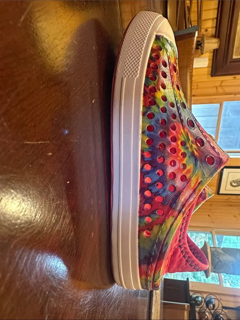 Skechers Kids Tie-Dye Slip-On Sandals in Multicolor with Coral Insole